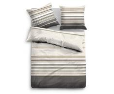TOM TAILOR 0009887 Flanell Bettwäsche Garnitur mit Kopfkissenbezug (Baumwolle) 1x 155x220 cm + 1x 80x80 cm, beige