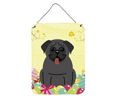 Carolines Treasures Ostereier, Mops, Metall, Schwarz 12x16 Mehrfarbig