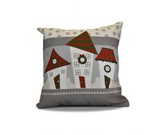 E by design PHGN663GY1RE1-26 Dekokissen, geometrischer Druck, 66 x 66 cm, Rot