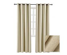 Allbright Vorhänge und Vorhänge aus Leinen, Thermo-Isolierung, 100% Verdunklung L84 | 1 Panel Elegant Beige