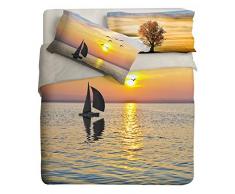 Ipersan Vela Bettwäsche-Set für Doppelbett, 100% Reine Baumwolle, Orange-Grau