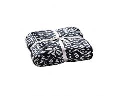 Woollii Überwurf, 100% Baumwolle, gestrickte Faser, Schneeflocke, warm, wendbar, für Zuhause, Dekoration, Bett, Sofa, Sessel 59x79 schwarz