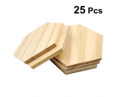Healifty 25 Stück unbehandelte Holz-Ausschnitt-Formen, Hexagon-Form, Holzscheiben, blanko, Namensschilder mit Loch Geschenkanhänger für Party, Hochzeit, Heimdekoration (9 cm)