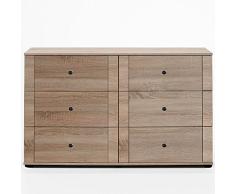 Wimex Kommode Chalet, 6 Schubladen, (B/H/T) 130 x 82 x 38 cm, Eiche sägerau-Nachbildung