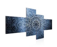 Bilder Mandala Abstrakt Wandbild 200 x 100 cm Vlies - Leinwand Bild XXL Format Wandbilder Wohnzimmer Wohnung Deko Kunstdrucke Blau 4 Teilig - MADE IN GERMANY - Fertig zum Aufhängen 101241b
