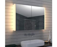 Lux-aqua Alu Badezimmer Spiegelschrank Badschrank Kosmetikspiegel MLA1070-AB, Silber, 100x70 cm