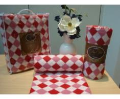 DaDa Bedding BL1772 Fleecedecke, kariert, Rot/Weiß Landhausstil Full rot/weiß