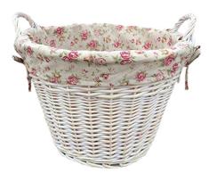 Red Hamper Weiße Wäsche Garten Rose Baumwolle gefüttert Log Korb