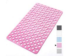 Teeshly Badewannen- und Duschmatte, extra weich, umweltfreundlich, TPE-Anti-Rutsch-Badematte mit großen Abflusslöchern, Kinder-Badewannenmatte für Badezimmer, maschinenwaschbar, 76,2 x 43,2 cm 17Wx30L rose