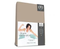 Bed-Fashion Elasthan Split Topper Spannbettlaken, Mako-Satin, Taupe, Doppelbett, 160 x 200 cm