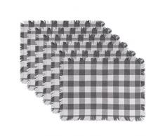 DII Gewebte schwere Baumwolle Geschirrtücher mit dekorativen Fransen, saugfähige Geschirrtücher zum Trocknen und Reinigen von Küchengeschirr oder Arbeitsplatten Tischset Placemat Checkered Gray