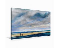 Premium Textil-Leinwand 75 cm x 50 cm quer Muschelsucher | Wandbild, Bild auf Keilrahmen, Fertigbild auf echter Leinwand, Leinwanddruck