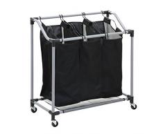 Honey-Can-Do SRT-01641 Herausragender Wäschesortierer mit DREI Fächern, Stoff, Black, 8.89 x 16.51 x 74.93 cm