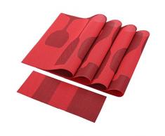rockcloud Set aus 4 Platzdeckchen & 4 Pcs Untersetzer hitzebeständig schmutzabweisend Anti-Rutsch Waschbar PVC Tisch Mats Wine Glass Pattern-Red&Black