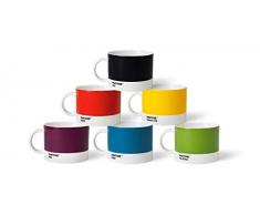 Pantone TeeSet1 Porzellan Teebecher 6er-Set, 6 Teetassen à 475 ml, Tea mit Henkel, spülmaschinenfest, Klassische Farben