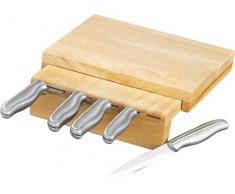 8-tlg. multifunktionaler Messerblock CORONA Messergriffe aus Edelstahl mit PP-Füllung inkl. Messerblock und abnehmbarem Schneidbrett