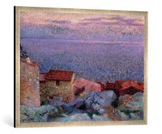 Gerahmtes Bild von Henri Edmond Cross Maritime Landschaft, Kunstdruck im hochwertigen handgefertigten Bilder-Rahmen, 100x70 cm, Silber Raya