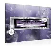 Bilder Abstrakt Wandbild 120 x 80 cm Vlies - Leinwand Bild XXL Format Wandbilder Wohnzimmer Wohnung Deko Kunstdrucke Violett 3 Teilig - MADE IN GERMANY - Fertig zum Aufhängen 100631b