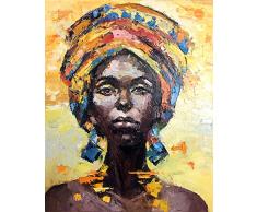 faicai Art 100% Handmade orange Abstrakte Malerei Afrika abstrakt modern life Collection Afrikanische Frau Hochformat Messer Dick Textur Leinwand Öl Gemälde Wand Deko Sexy Lady Bilder 28x36inch