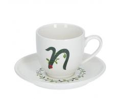 PORCELLANA Solotua Kaffeetasse mit Untertasse Buchstabe N 85 ml in Geschenkbox