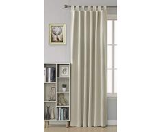 Deconovo Vorhang Vollverdunkelung Schlaufen Thermogardine Gardinen Blickdicht Verdunklungsvorhänge Schlafzimmer, Polyester, Creme, 175x140