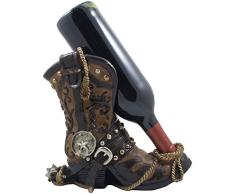 Home-n-Gifts Fancy Cowboystiefel Weinflaschenhalter dekorativen Display Stand Statue mit Seil Ansporn & Texas Star für Country Western Bar Decor und Küche, Weinregalen als tolle Geschenke für Cowboys