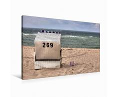 Premium Textil-Leinwand 90 x 60 cm Quer-Format Strandkorb auf Sylt | Wandbild, HD-Bild auf Keilrahmen, Fertigbild auf hochwertigem Vlies, Leinwanddruck von Joana Kruse