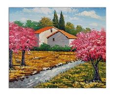 Arte Dal Mondo Landhaus Handgefertigte Ölgemälde auf Leinwand mit ästhetischen Rahmen Wandverzierung, Öl, bunt, 60 x 50 x 2 cm