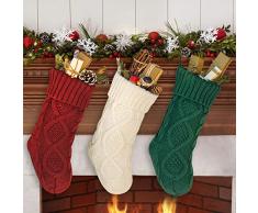 Dailybella Weihnachtsstrümpfe, gestrickt, 35,6 cm, 3 Stück Length 18 Mehrfarbig