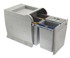 ELLETIPI City PTA 4045 C Mülleimer Mülltrennung, ausziehbar für Base, grau, 35 x 47 x 44 cm