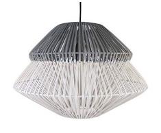 LUSSIOL Pendelleuchte ANOKI Rattan 40 Watt grau/weiß ø 45 x H 33 cm