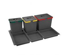 ELLETIPI Metropolis ptc28 09050 1 F C10 PPV Mülleimer Mülltrennung-Schublade, grau, 81 x 46 x 28 cm