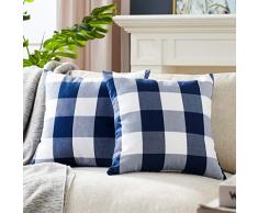 Foindtower Dekorative klassische Buffalo Überwurf-Kissenbezüge Baumwolle neutral kariert kariert kariert Gingham Kissenbezug Casual Rustikal Bauernhaus Modern Retro Dekoration für Sofa Schlafzimmer Stuhl Auto 45,7 x 45,7 cm