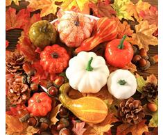 VIGEIYA Halloween-Kürbisse, künstliche Kürbisse, Herbstkürbisse, Ahornblätter, Tannenzapfen, Ernte, Party-Dekoration