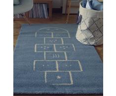 art Kids Kunst für Kinder Qualitätslabel Oeko-Tex Standard 100 Hopscotch Kinderteppich, 100 Prozent Polypropylen, Blau, 135 x 190 cm