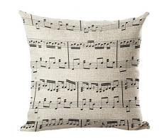 Musik bedruckt Kissen gefüllt livebycare Leinen Baumwolle Cover Überwurf Kissen Fall Kissenbezug Muster Reißverschluss pillowslip Kissenbezüge für Home Sofa Couch Betten Stuhl Sitz Zurück, baumwolle, Black Music Score, NO INSERT