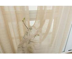 Aquazolax Leinenvorhang, halbtransparent, gestreift Modern L95 Linen Sheer 5| Striped| Beige