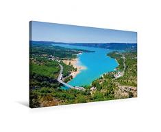 Calvendo Premium Textil-Leinwand 75 cm x 50 cm quer, Lac de Sainte-Croix | Wandbild, Bild auf Keilrahmen, Fertigbild auf echter Leinwand, Leinwanddruck: Verzaubernde Provence Orte Orte
