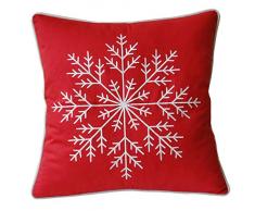 EURASIA DECOR DecorHouzz Merry Christmas Kissenbezüge, Bestickt, dekoratives Kissen, Weihnachtsmann Geschenk Snow Flake (Red)