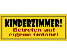 Schatzmix Spruch KINDERZIMMER Betreten auf eigene Gefahr Metallschild 27x10 Deko tin Sign Blechschild, Blech, Mehrfarbig, 27x10 cm