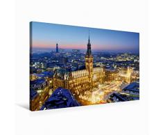 Premium Textil-Leinwand 75 x 50 cm Quer-Format Das Hamburger Rathaus und Weihnachtsmarkt | Wandbild, HD-Bild auf Keilrahmen, Fertigbild auf hochwertigem Vlies, Leinwanddruck von Christian Ohde