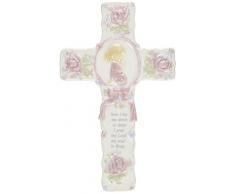 COSMOS r8015b feines Porzellan Inspirierende Kreuz mit betendes Mädchen Figur, 8–3/4-Zoll