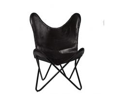 Mind Reader BUTCHAIR-BLK Butterfly, tragbarer Klappstuhl mit Metallrahmen, runde Sitzfläche, schwarz