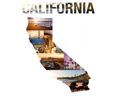 Castle & Rye California State Foto Collage Poster Druck für Wohnzimmer oder Schlafzimmer Wand Modern 24x36 Multi