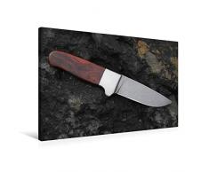 Premium Textil-Leinwand 90 cm x 60 cm quer Design Jagdmesser, rostfreier Edelstahl von Balbach, Muster Große Rosen