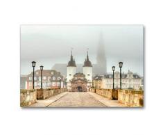Premium Textil-Leinwand 90 x 60 cm Quer-Format Heidelberg-Altstadt - Alte Brücke im Novembernebel | Wandbild, HD-Bild auf Keilrahmen, Fertigbild auf hochwertigem Vlies, Leinwanddruck von Thomas Seethaler Fotografie
