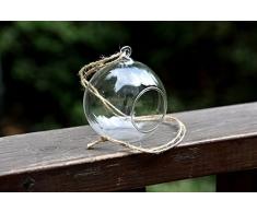 TRUSTECH Teelichthalter aus Glas, zum Aufhängen, 8 cm Durchmesser, ideal für Garten und Hochzeit