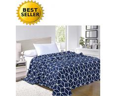Elegant Comfort #1 Fleecedecke auf Amazon Micro-Fleece Ultra Plüsch Würfelmuster - Ganzjahresdecke, Ganzjahresdecke, Queensize-Decke, Marineblau