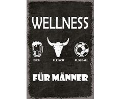 Schatzmix Spruch Wellness fÃ¼r MÃ¤nner Metallschild 20x30 Deko tin Sign Blechschild, Blech, Mehrfarbig, 20x30 cm