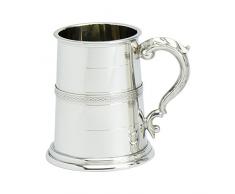 Edwin Blyde & Co Stuart Style 1 Pint Bierkrug mit massiven Basis aus Metall – Single erhöhte Keltisches Band und traditionelle Georgischer Griff, Zinn